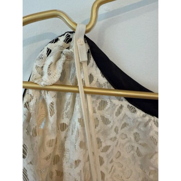 Milly Cream/Black Eyelet Shift Mini Dress Women's Size 2 Coquette Preppy Dainty - Picture 10 of 16